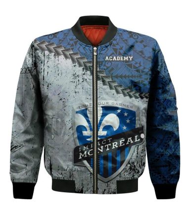 Montreal Impact Academy Bomber Jacket 3D Printed Grunge Polynesian Tattoo