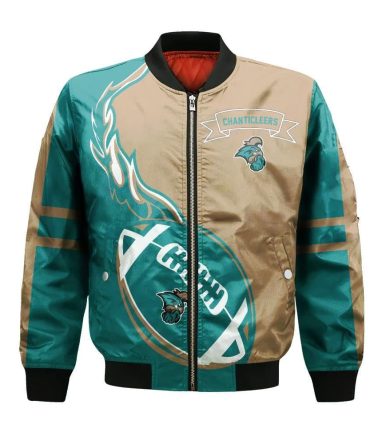 Coastal Carolina Chanticleers Bomber Jacket 3D Printed Flame Ball Pattern
