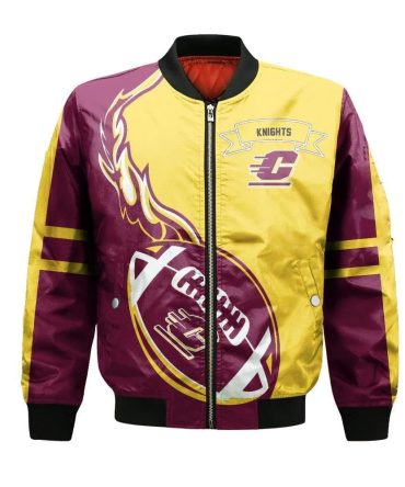 Central Florida Knights Bomber Jacket 3D Printed Flame Ball Pattern