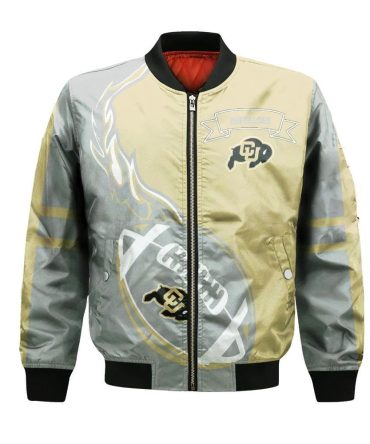 Colorado Buffaloes Bomber Jacket 3D Printed Flame Ball Pattern