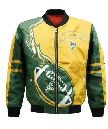 Edmonton Elks Bomber Jacket 3D Printed Flame Ball Pattern