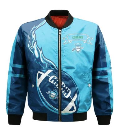Chicago State Cougars Bomber Jacket 3D Printed Flame Ball Pattern