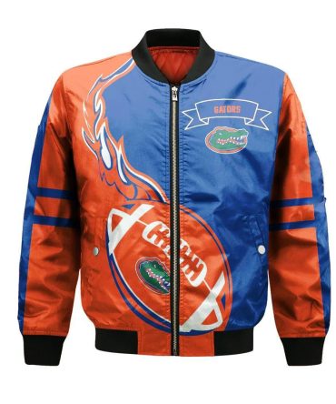 Florida Gators Bomber Jacket 3D Printed Flame Ball Pattern