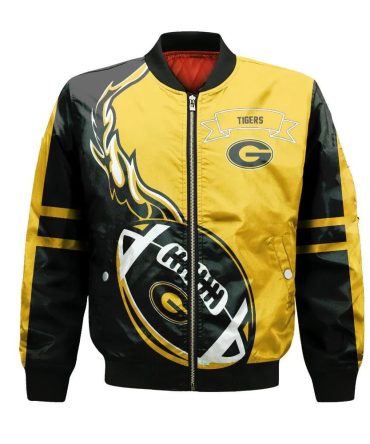 Grambling State Tigers Bomber Jacket 3D Printed Flame Ball Pattern