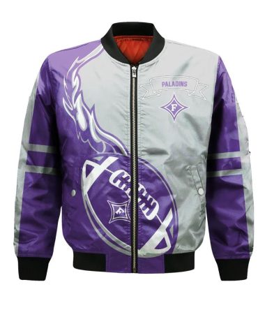 Furman Paladins Bomber Jacket 3D Printed Flame Ball Pattern