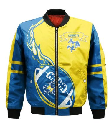 Mcneese State Cowboys Bomber Jacket 3D Printed Flame Ball Pattern