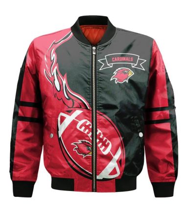 Lamar Cardinals Bomber Jacket 3D Printed Flame Ball Pattern