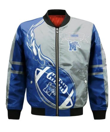Memphis Tigers Bomber Jacket 3D Printed Flame Ball Pattern