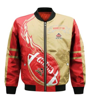 Laval Rouge Et Or Bomber Jacket 3D Printed Flame Ball Pattern