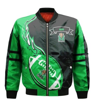 Marshall Thundering Herd Bomber Jacket 3D Printed Flame Ball Pattern