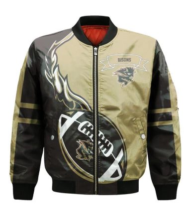 Manitoba Bisons Bomber Jacket 3D Printed Flame Ball Pattern
