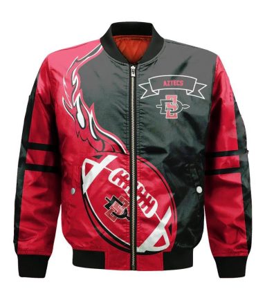 San Diego State Aztecs Bomber Jacket 3D Printed Flame Ball Pattern