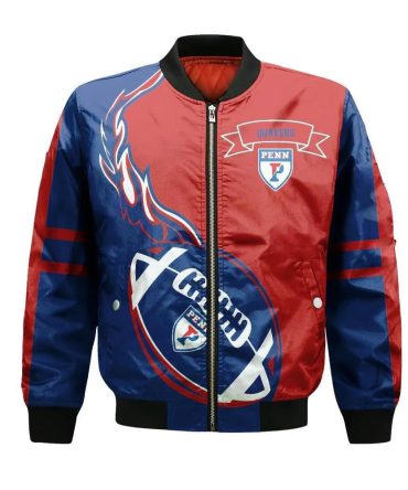 Penn Quakers Bomber Jacket 3D Printed Flame Ball Pattern
