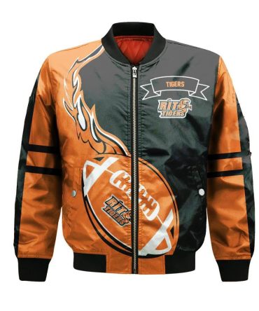 Rit Tigers Bomber Jacket 3D Printed Flame Ball Pattern