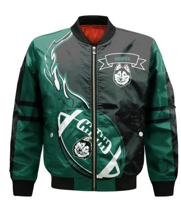 Saskatchewan Huskies Bomber Jacket 3D Printed Flame Ball Pattern