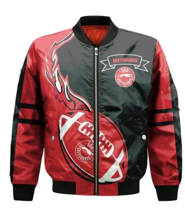 Sault Ste. Marie Greyhounds Bomber Jacket 3D Printed Flame Ball Pattern