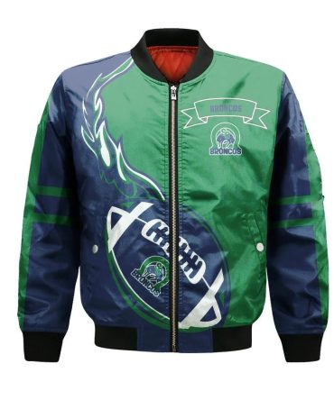 Swift Current Broncos Bomber Jacket 3D Printed Flame Ball Pattern