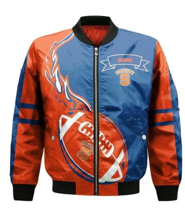 Syracuse Orange Bomber Jacket 3D Printed Flame Ball Pattern