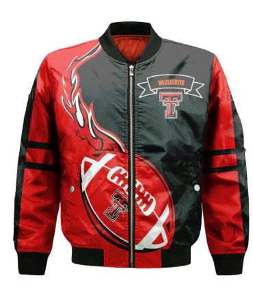 Texas-Rio Grande Valley Vaqueros Bomber Jacket 3D Printed Flame Ball Pattern