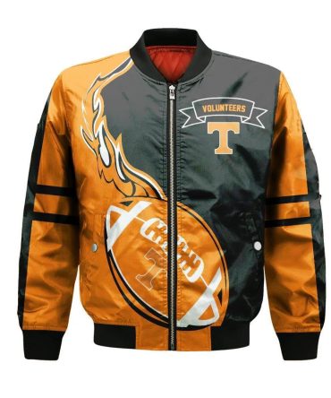 Tennessee Volunteers Bomber Jacket 3D Printed Flame Ball Pattern