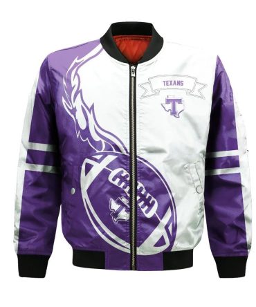 Tarleton State Texans Bomber Jacket 3D Printed Flame Ball Pattern