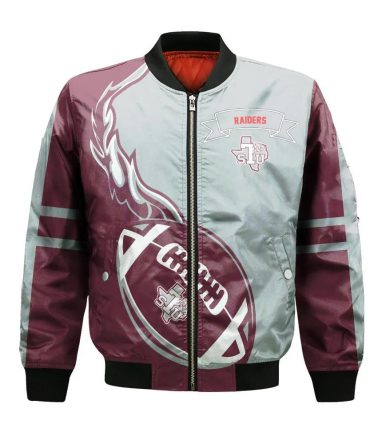 Texas Tech Red Raiders Bomber Jacket 3D Printed Flame Ball Pattern