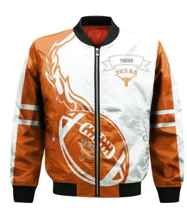 Texas Southern Tigers Bomber Jacket 3D Printed Flame Ball Pattern