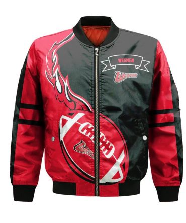 Winnipeg Wesmen Bomber Jacket 3D Printed Flame Ball Pattern