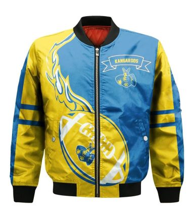Umkc Kangaroos Bomber Jacket 3D Printed Flame Ball Pattern
