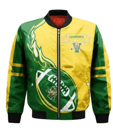 Vermont Catamounts Bomber Jacket 3D Printed Flame Ball Pattern