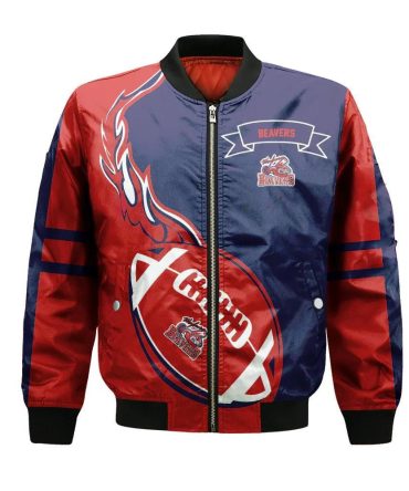 Weyburn Beavers Bomber Jacket 3D Printed Flame Ball Pattern