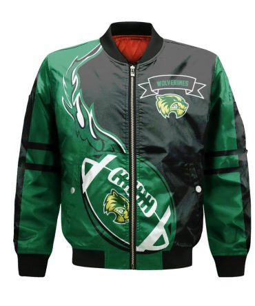 Utah Valley Wolverines Bomber Jacket 3D Printed Flame Ball Pattern