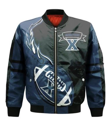 Xavier Musketeers Bomber Jacket 3D Printed Flame Ball Pattern