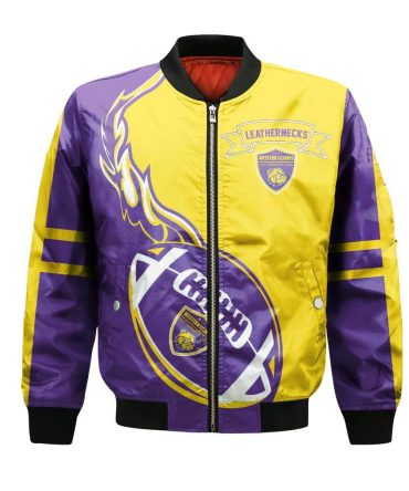 Western Illinois Leathernecks Bomber Jacket 3D Printed Flame Ball Pattern
