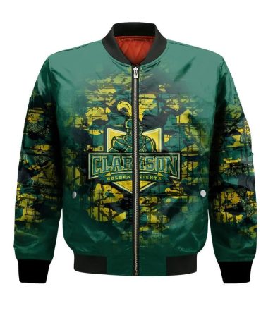 Clarkson Golden Knights Bomber Jacket 3D Printed Camouflage Vintage