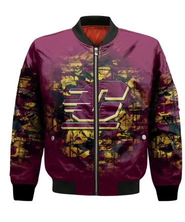 Central Michigan Chippewas Bomber Jacket 3D Printed Camouflage Vintage