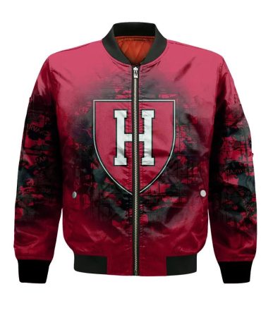Harvard Crimson Bomber Jacket 3D Printed Camouflage Vintage