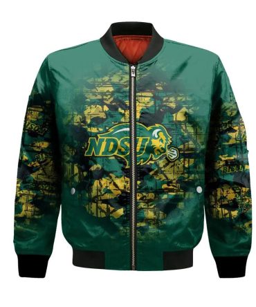 North Dakota State Bison Bomber Jacket 3D Printed Camouflage Vintage