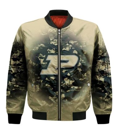 Purdue Boilermakers Bomber Jacket 3D Printed Camouflage Vintage