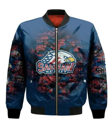 Saginaw Spirit Bomber Jacket 3D Printed Camouflage Vintage