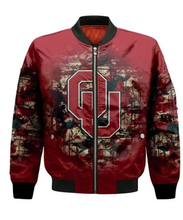 Oklahoma Sooners Bomber Jacket 3D Printed Camouflage Vintage