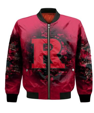 Rutgers Scarlet Knights Bomber Jacket 3D Printed Camouflage Vintage