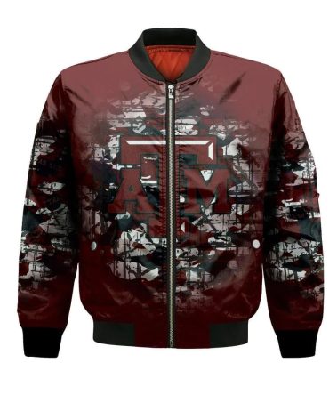 Texas A&M Aggies Bomber Jacket 3D Printed Camouflage Vintage