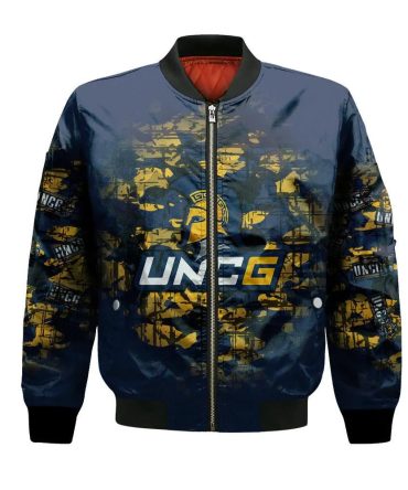 Unc Greensboro Spartans Bomber Jacket 3D Printed Camouflage Vintage