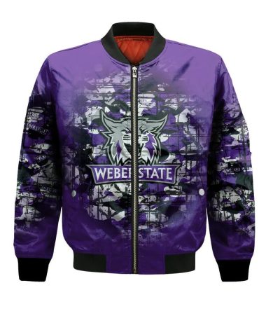Weber State Wildcats Bomber Jacket 3D Printed Camouflage Vintage