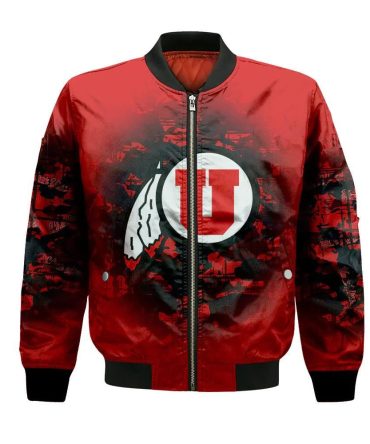 Utah Utes Bomber Jacket 3D Printed Camouflage Vintage