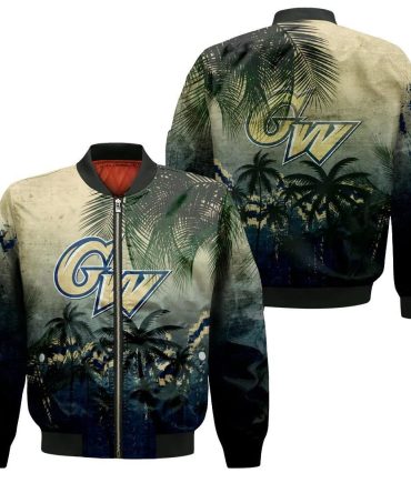 George Washington Colonials Bomber Jacket 3D Printed Coconut Tree Tropical Grunge