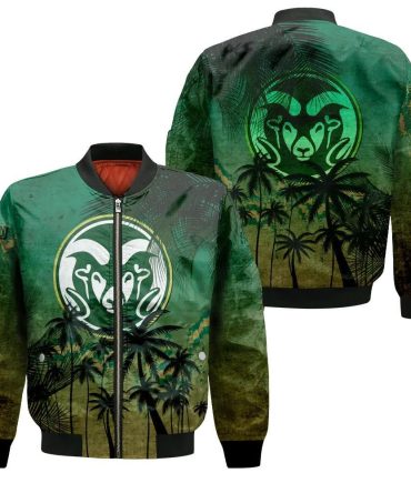 Colorado State Rams Bomber Jacket 3D Printed Coconut Tree Tropical Grunge