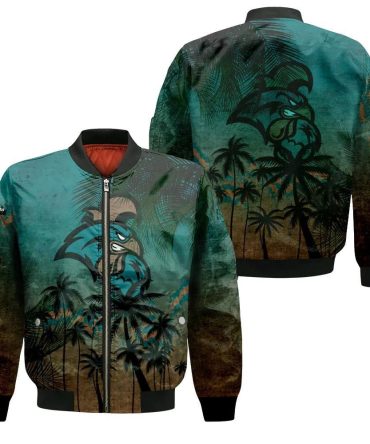 Coastal Carolina Chanticleers Bomber Jacket 3D Printed Coconut Tree Tropical Grunge