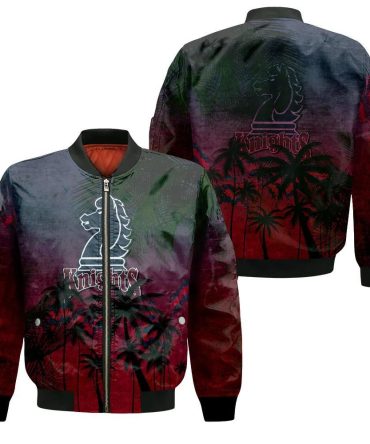 Fairleigh Dickinson Knights Bomber Jacket 3D Printed Coconut Tree Tropical Grunge